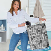 Vintage Aloha Block Quilt Laundry Basket Black Inspired Lei Motifs - Polynesian Pride