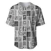 Vintage Aloha Block Quilt Baseball Jersey Black Inspired Lei Motifs - Polynesian Pride