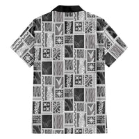 Vintage Aloha Block Quilt Family Matching Off Shoulder Maxi Dress and Hawaiian Shirt Black Inspired Lei Motifs LT9 - Polynesian Pride