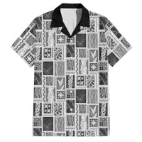 Vintage Aloha Block Quilt Family Matching Off Shoulder Short Dress and Hawaiian Shirt Black Inspired Lei Motifs LT9 Dad's Shirt - Short Sleeve Black - Polynesian Pride