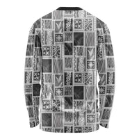 Vintage Aloha Block Quilt Long Sleeve Shirt Black Inspired Lei Motifs - Polynesian Pride