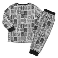 Vintage Aloha Block Quilt Christmas Pajama Set Black Inspired Lei Motifs - Polynesian Pride