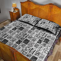 Vintage Aloha Block Quilt Quilt Bed Set Black Inspired Lei Motifs - Polynesian Pride