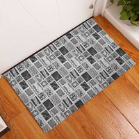 Vintage Aloha Block Quilt Rubber Doormat Black Inspired Lei Motifs - Polynesian Pride