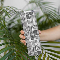 Vintage Aloha Block Quilt Skinny Tumbler Black Inspired Lei Motifs - Polynesian Pride