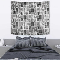 Vintage Aloha Block Quilt Tapestry Black Inspired Lei Motifs - Polynesian Pride