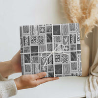 Vintage Aloha Block Quilt Wrapping Paper Black Inspired Lei Motifs - Polynesian Pride