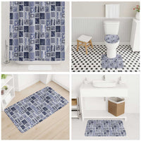 Vintage Aloha Block Quilt Bathroom Set Blue Inspired Lei Motifs - Polynesian Pride