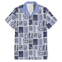 Vintage Aloha Block Quilt Family Matching Puletasi and Hawaiian Shirt Blue Inspired Lei Motifs - Polynesian Pride