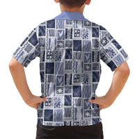 Vintage Aloha Block Quilt Family Matching Summer Maxi Dress and Hawaiian Shirt Blue Inspired Lei Motifs - Polynesian Pride