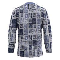 Vintage Aloha Block Quilt Hockey Jersey Blue Inspired Lei Motifs LT9 - Polynesian Pride