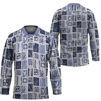 Vintage Aloha Block Quilt Hockey Jersey Blue Inspired Lei Motifs LT9 - Polynesian Pride