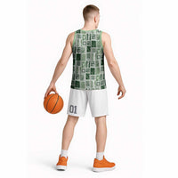 Vintage Aloha Block Quilt Basketball Jersey Green Inspired Lei Motifs - Polynesian Pride
