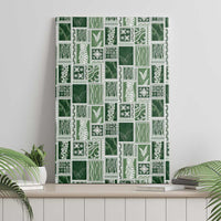Vintage Aloha Block Quilt Canvas Wall Art Green Inspired Lei Motifs - Polynesian Pride