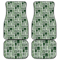 Vintage Aloha Block Quilt Car Mats Green Inspired Lei Motifs - Polynesian Pride