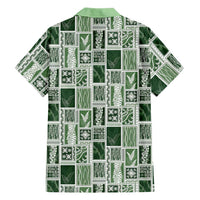 Vintage Aloha Block Quilt Family Matching Mermaid Dress and Hawaiian Shirt Green Inspired Lei Motifs - Polynesian Pride