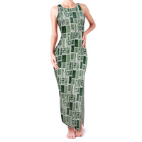 Vintage Aloha Block Quilt Family Matching Tank Maxi Dress and Hawaiian Shirt Green Inspired Lei Motifs - Polynesian Pride