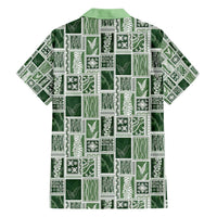 Vintage Aloha Block Quilt Hawaiian Shirt Green Inspired Lei Motifs - Polynesian Pride