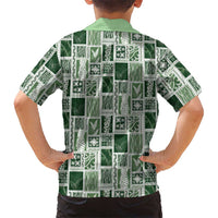 Vintage Aloha Block Quilt Hawaiian Shirt Green Inspired Lei Motifs - Polynesian Pride