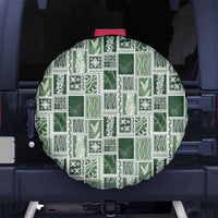 Vintage Aloha Block Quilt Spare Tire Cover Green Inspired Lei Motifs - Polynesian Pride