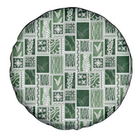 Vintage Aloha Block Quilt Spare Tire Cover Green Inspired Lei Motifs - Polynesian Pride