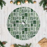 Vintage Aloha Block Quilt Tree Skirt Green Inspired Lei Motifs - Polynesian Pride