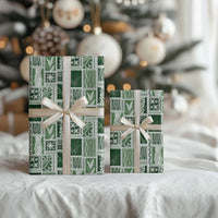 Vintage Aloha Block Quilt Wrapping Paper Green Inspired Lei Motifs - Polynesian Pride