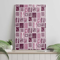 Vintage Aloha Block Quilt Canvas Wall Art Pink Inspired Lei Motifs - Polynesian Pride