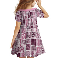 Vintage Aloha Block Quilt Family Matching Off Shoulder Maxi Dress and Hawaiian Shirt Pink Inspired Lei Motifs - Polynesian Pride