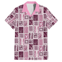Vintage Aloha Block Quilt Family Matching Puletasi and Hawaiian Shirt Pink Inspired Lei Motifs - Polynesian Pride