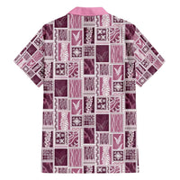 Vintage Aloha Block Quilt Family Matching Short Sleeve Bodycon Dress and Hawaiian Shirt Pink Inspired Lei Motifs - Polynesian Pride