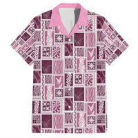 Vintage Aloha Block Quilt Family Matching Tank Maxi Dress and Hawaiian Shirt Pink Inspired Lei Motifs - Polynesian Pride