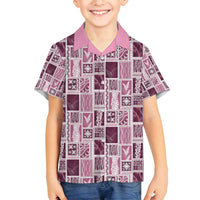 Vintage Aloha Block Quilt Family Matching Tank Maxi Dress and Hawaiian Shirt Pink Inspired Lei Motifs - Polynesian Pride