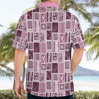 Vintage Aloha Block Quilt Hawaiian Shirt Pink Inspired Lei Motifs - Polynesian Pride