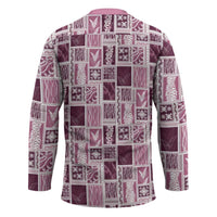 Vintage Aloha Block Quilt Hockey Jersey Pink Inspired Lei Motifs - Polynesian Pride