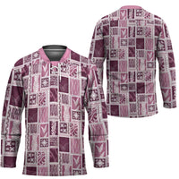 Vintage Aloha Block Quilt Hockey Jersey Pink Inspired Lei Motifs - Polynesian Pride