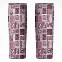 Vintage Aloha Block Quilt Skinny Tumbler Pink Inspired Lei Motifs - Polynesian Pride