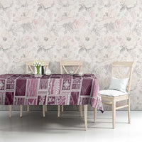 Vintage Aloha Block Quilt Tablecloth Pink Inspired Lei Motifs - Polynesian Pride