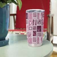 Vintage Aloha Block Quilt Tumbler Cup Pink Inspired Lei Motifs - Polynesian Pride