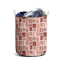 Vintage Aloha Block Quilt Laundry Basket Red Inspired Lei Motifs - Polynesian Pride