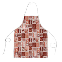 Vintage Aloha Block Quilt Apron Red Inspired Lei Motifs - Polynesian Pride