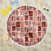 Vintage Aloha Block Quilt Beach Blanket Red Inspired Lei Motifs - Polynesian Pride