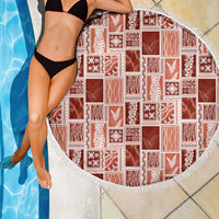 Vintage Aloha Block Quilt Beach Blanket Red Inspired Lei Motifs - Polynesian Pride