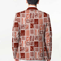 Vintage Aloha Block Quilt Blazer Red Inspired Lei Motifs - Polynesian Pride