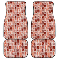 Vintage Aloha Block Quilt Car Mats Red Inspired Lei Motifs - Polynesian Pride