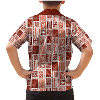 Vintage Aloha Block Quilt Family Matching Mermaid Dress and Hawaiian Shirt Red Inspired Lei Motifs - Polynesian Pride