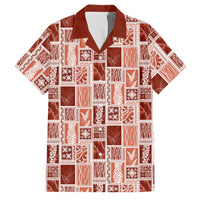 Vintage Aloha Block Quilt Family Matching Short Sleeve Bodycon Dress and Hawaiian Shirt Red Inspired Lei Motifs - Polynesian Pride