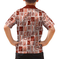 Vintage Aloha Block Quilt Family Matching Summer Maxi Dress and Hawaiian Shirt Red Inspired Lei Motifs - Polynesian Pride