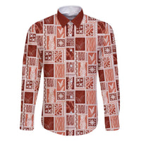Vintage Aloha Block Quilt Family Matching Summer Maxi Dress and Hawaiian Shirt Red Inspired Lei Motifs - Polynesian Pride