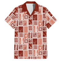 Vintage Aloha Block Quilt Hawaiian Shirt Red Inspired Lei Motifs LT9 Red - Polynesian Pride